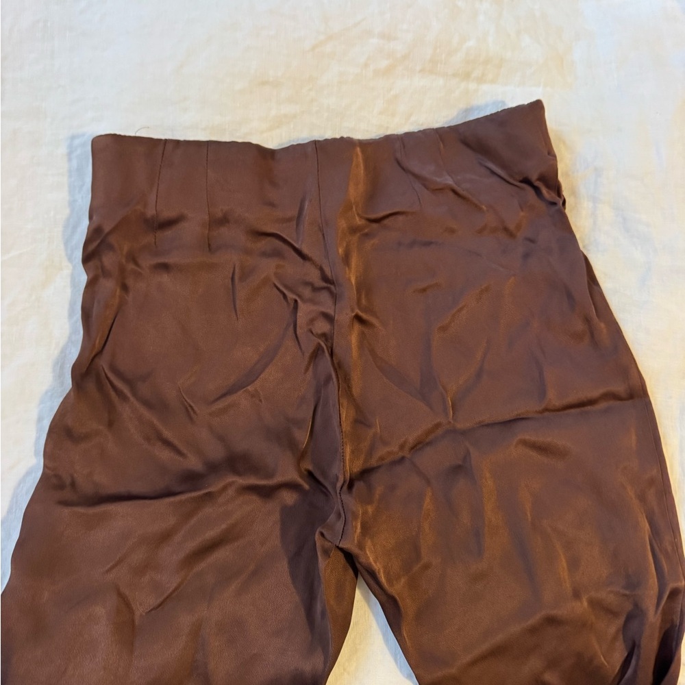 Zara Brown Satin Pants - Picture 4 of 4